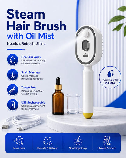 Steam Hair Brush with Oil Mist