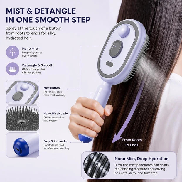 Steam Hair Brush with Oil Mist
